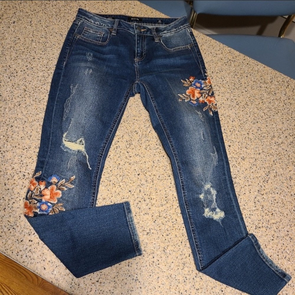 Miss Me SZ Ankle Skinny Jeans Embroidered